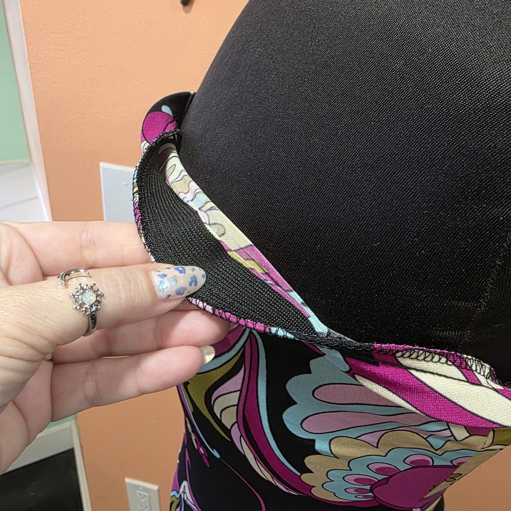 Vintage Strapless Dress with Pink and Purple Floral Design - Picture 10 of 14